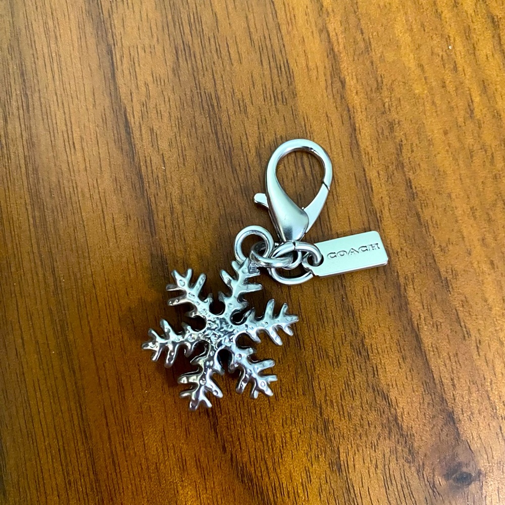 NWOT Coach Silver Snowflake Mini Bag Charm Signature Hang Tag Keychain